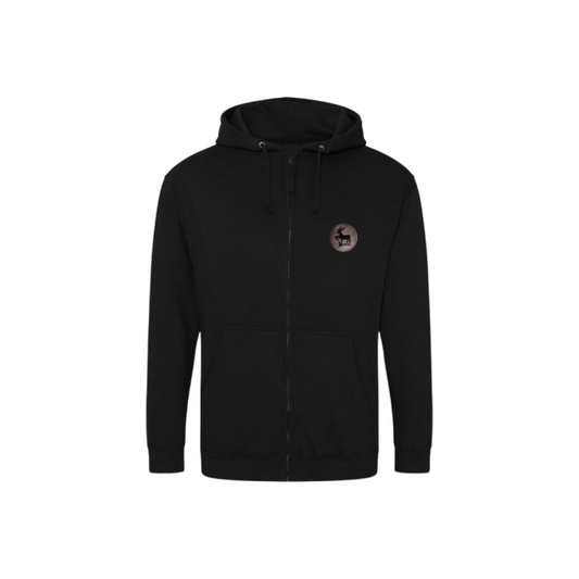 Stag Zip Hoodie - Deep Black