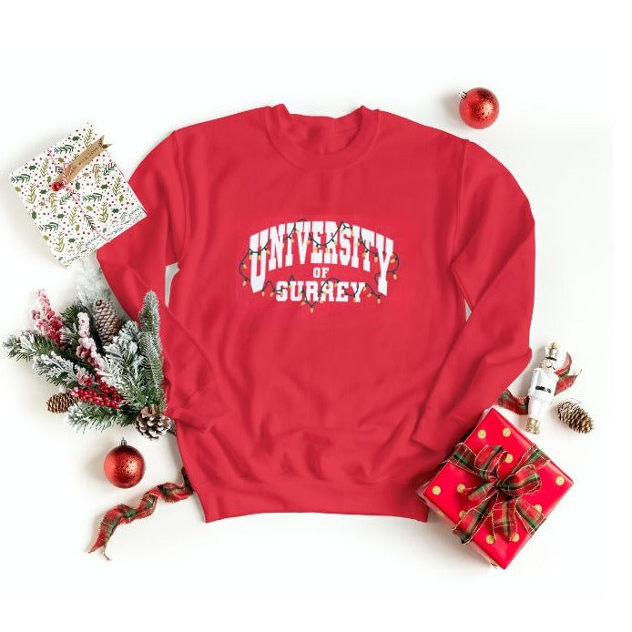 Surrey Christmas Sweatshirt Christmas Lights - Red